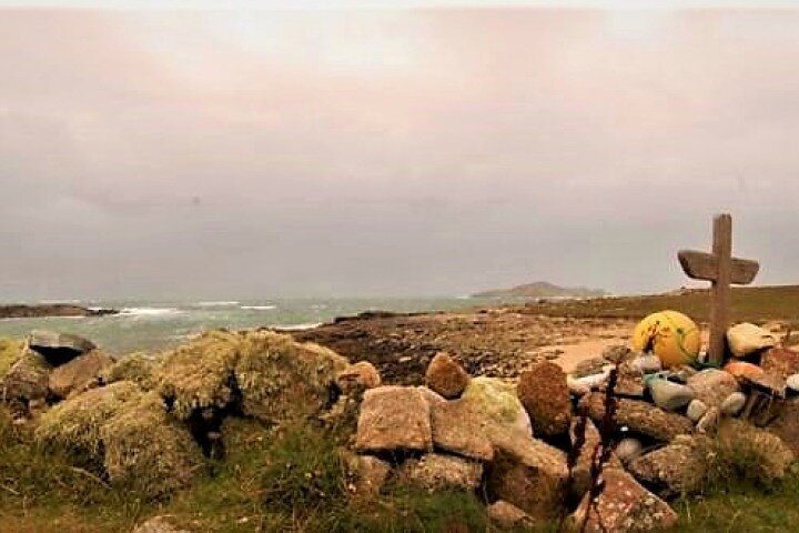 Walking tour of tidal Omey Island in Connemara. Galway. Private guided.