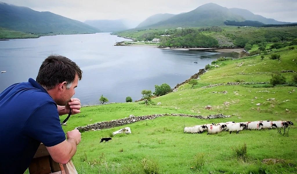 Tom with dogs-Killary-Galway-Ireland