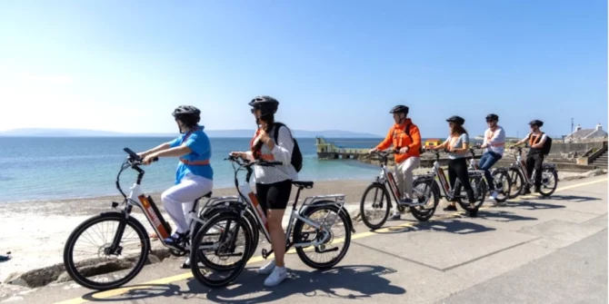 Cycling Salthill promenade-viewing the sea-Galway city -Ireland