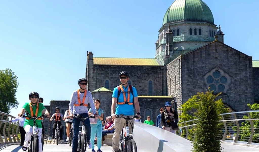 Cycling past Galway City Cathedral-Galway city-Ireland